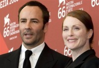 El modisto convertido en director Tom Ford junto a Julianne Moore una de las estrellas de "Single Man"